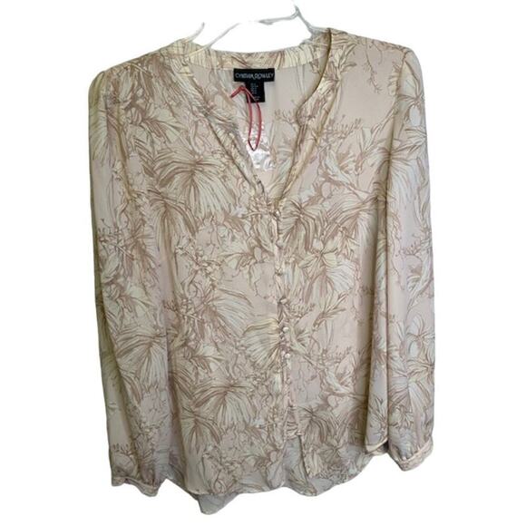 Cynthia Rowley Women' s Print Blouse Size Small Button-Up Covered Buttons - Picture 1 of 6